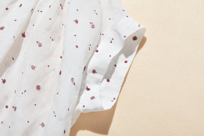 夏の定番！エアリー麻のブラウス　小花プリント　超ゆったりシルエット　250801