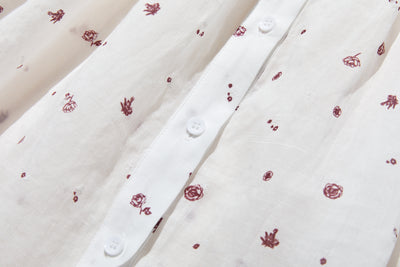 夏の定番！エアリー麻のブラウス　小花プリント　超ゆったりシルエット　250801