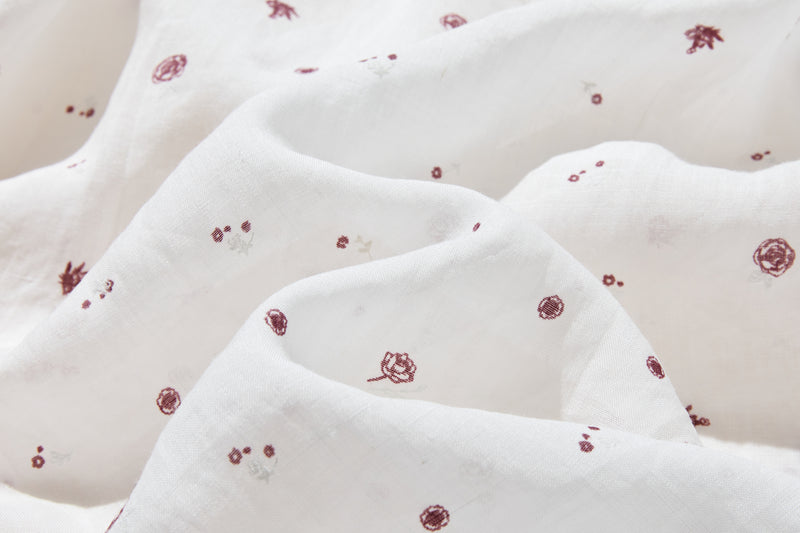 夏の定番！エアリー麻のブラウス　小花プリント　超ゆったりシルエット　250801