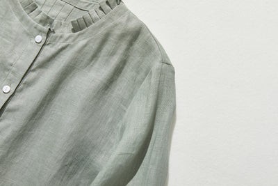 さりげなく甘い 美形ブラウス　リネン100％生地　リネンシャツブラウス　　210804