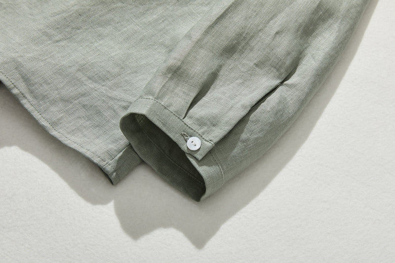 さりげなく甘い 美形ブラウス　リネン100％生地　リネンシャツブラウス　　210804