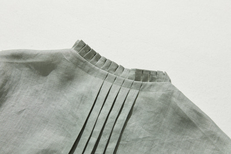 さりげなく甘い 美形ブラウス　リネン100％生地　リネンシャツブラウス　　210804