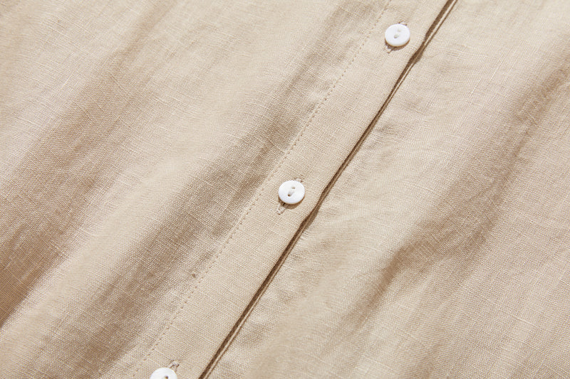 さりげなく甘い 美形ブラウス　リネン100％生地　リネンシャツブラウス　　210804