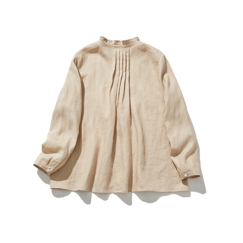 さりげなく甘い 美形ブラウス　リネン100％生地　リネンシャツブラウス　　210804