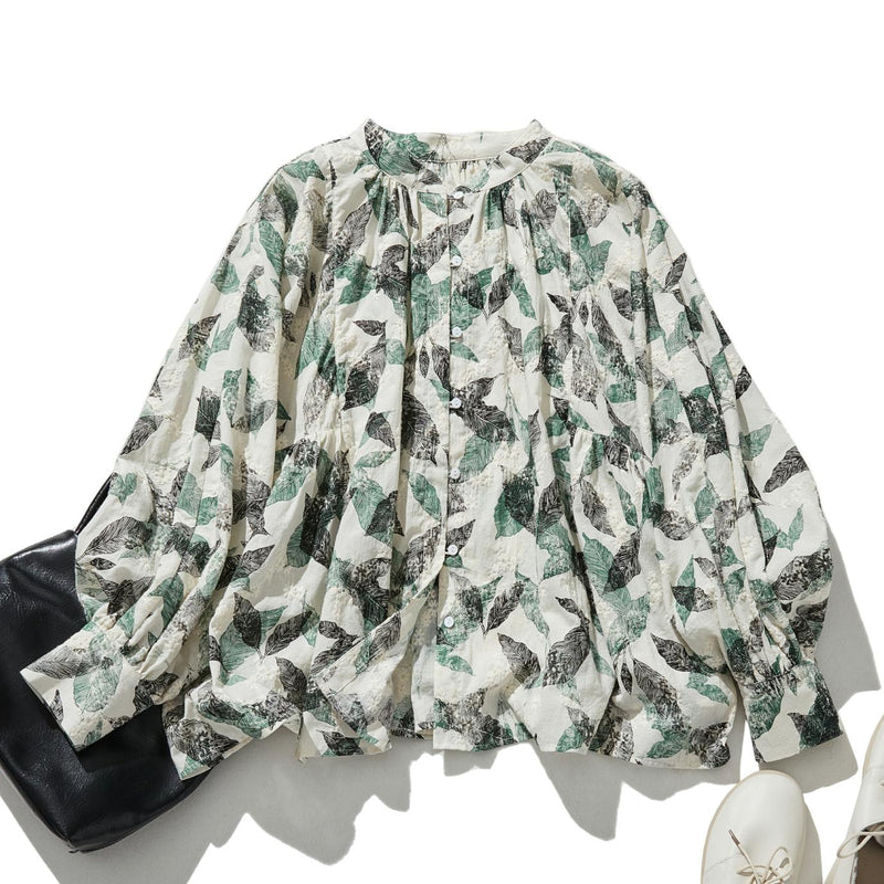 隨性穿著也能展現優雅氣質的長袖刺繡襯衫 240507