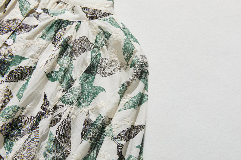 隨性穿著也能展現優雅氣質的長袖刺繡襯衫 240507