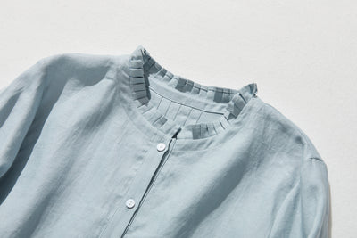 さりげなく甘い 美形ブラウス　リネン100％生地　リネンシャツブラウス　　210804