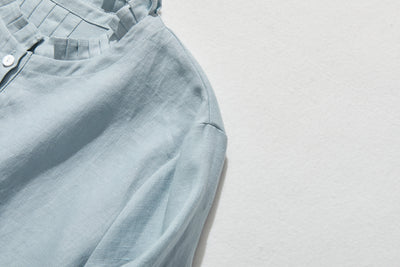 さりげなく甘い 美形ブラウス　リネン100％生地　リネンシャツブラウス　　210804