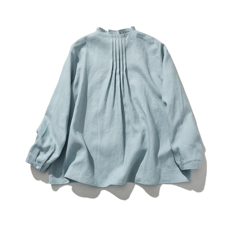 さりげなく甘い 美形ブラウス　リネン100％生地　リネンシャツブラウス　　210804