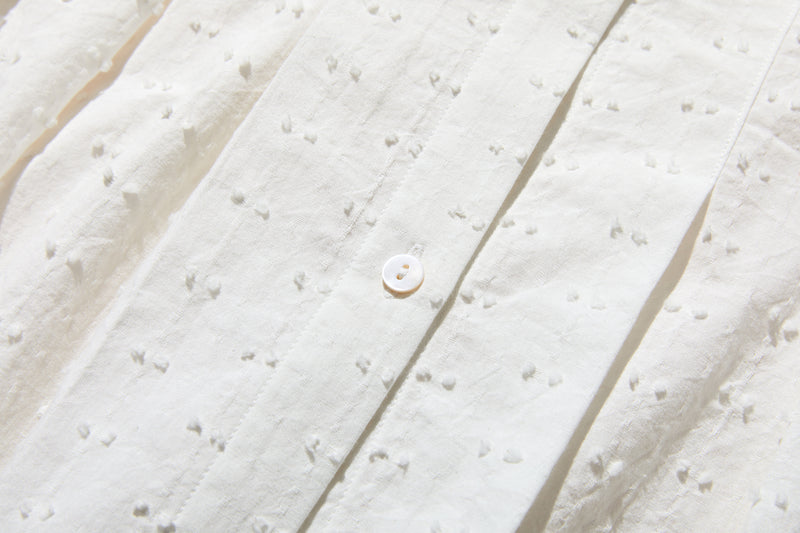 シンプルでおしゃれ！ドビー織コットン生地シャツ　8分袖　250301-1