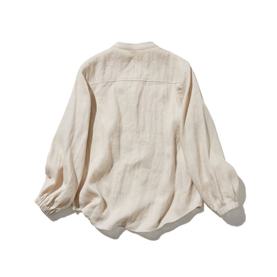 上品な佇まいと、心地よい着心地を兼ね備えた一枚　ピンタックシャツ　リネンシャツブラウス　251007