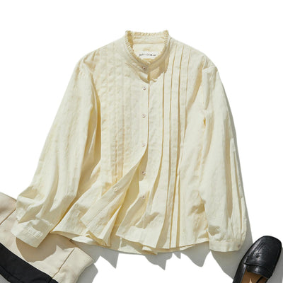 期間限定10％OFF★大人のコーデに馴染む上品な印象　首元フリルブラウス　シャツブラウス　240321