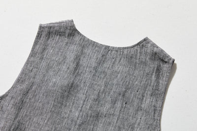 【季節を超えて愛される】リネンワンピース　フランスリネン　Vネックノースリーブマキシ丈ワンピース　250612