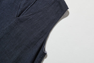 【季節を超えて愛される】リネンワンピース　フランスリネン　Vネックノースリーブマキシ丈ワンピース　250612