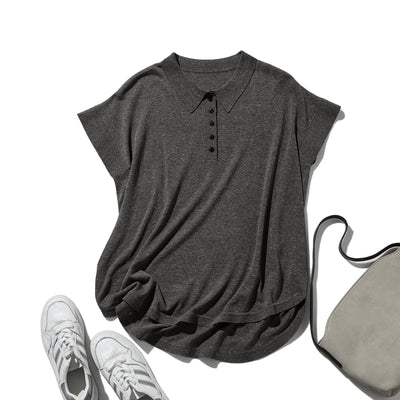 通気性抜群 シワになりにくい 夏用ニットポロシャツ 　半袖ニット 　250611