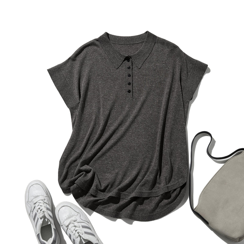 通気性抜群 シワになりにくい 夏用ニットポロシャツ 　半袖ニット 　250611