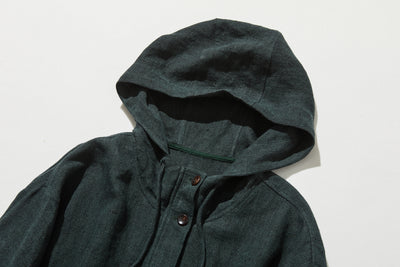着る人を選ばない、長く愛用できる一枚 リネン100% フード付きブルゾン 秋冬アウター　250902