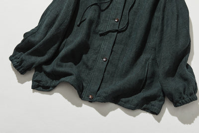 着る人を選ばない、長く愛用できる一枚 リネン100% フード付きブルゾン 秋冬アウター　250902