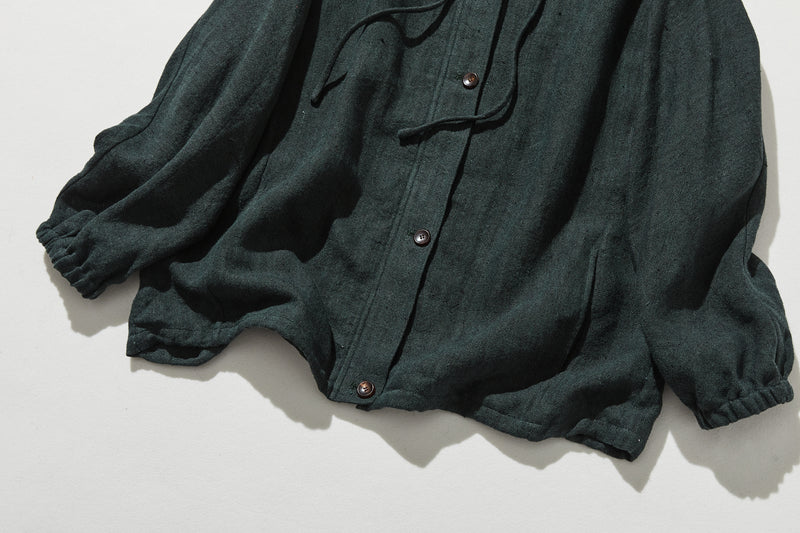 着る人を選ばない、長く愛用できる一枚 リネン100% フード付きブルゾン 秋冬アウター　250902