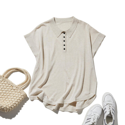 通気性抜群 シワになりにくい 夏用ニットポロシャツ 　半袖ニット 　250611