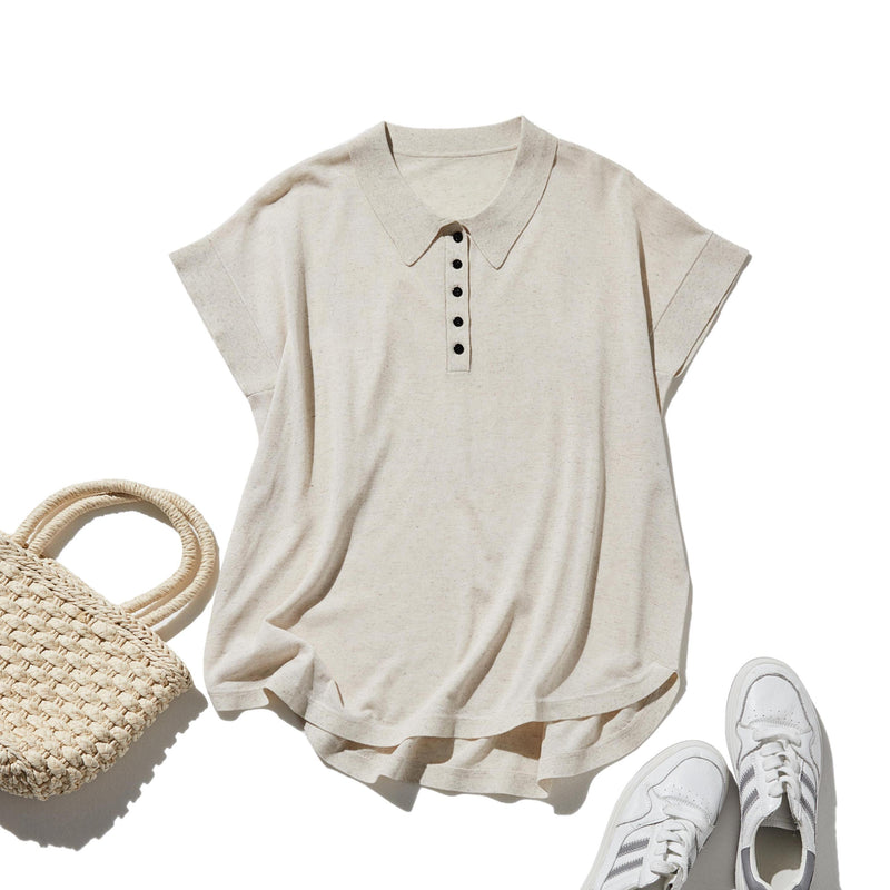 通気性抜群 シワになりにくい 夏用ニットポロシャツ 　半袖ニット 　250611