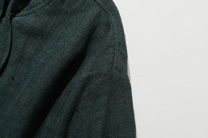 着る人を選ばない、長く愛用できる一枚 リネン100% フード付きブルゾン 秋冬アウター　250902