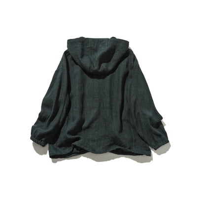 着る人を選ばない、長く愛用できる一枚 リネン100% フード付きブルゾン 秋冬アウター　250902