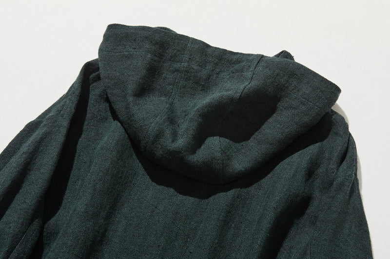 着る人を選ばない、長く愛用できる一枚 リネン100% フード付きブルゾン 秋冬アウター　250902