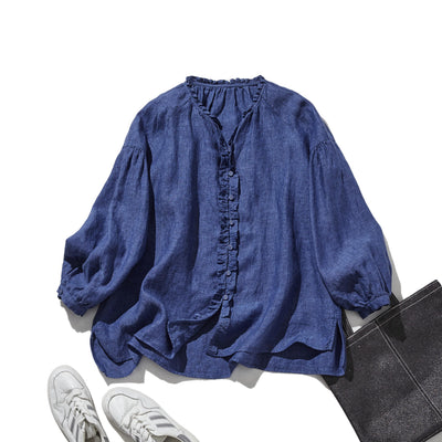 A versatile item that can be worn in any season. French linen blouse 250213