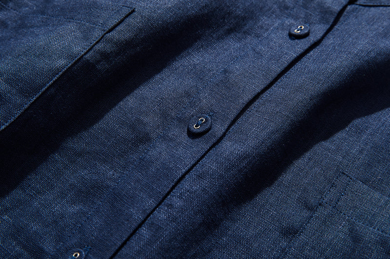 清潔感ある大人のリネンシャツ　リネン100％　長袖　　240316