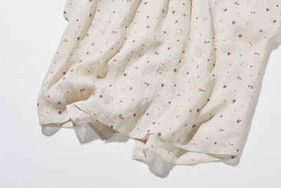 絶妙な風合い　花柄プリント　麻100％ブラウス　フレンチスリーブブラウス　 250803