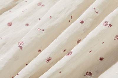 絶妙な風合い　花柄プリント　麻100％ブラウス　フレンチスリーブブラウス　 250803