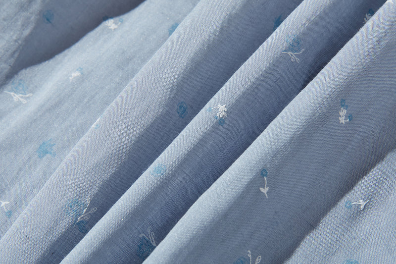 絶妙な風合い　花柄プリント　麻100％ブラウス　フレンチスリーブブラウス　 250803