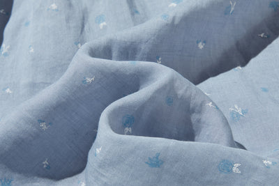 絶妙な風合い　花柄プリント　麻100％ブラウス　フレンチスリーブブラウス　 250803