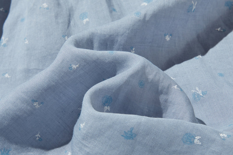 絶妙な風合い　花柄プリント　麻100％ブラウス　フレンチスリーブブラウス　 250803