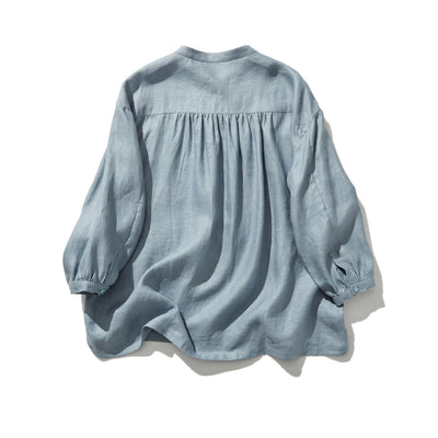 きれいな落ち感とニュアンスのある風合いが楽しめるブラウス　リネン100％　 　240322