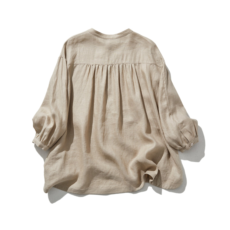 きれいな落ち感とニュアンスのある風合いが楽しめるブラウス　リネン100％　 　240322