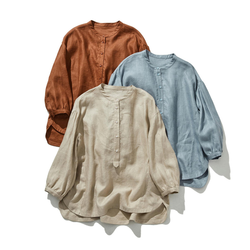 きれいな落ち感とニュアンスのある風合いが楽しめるブラウス　リネン100％　 　240322