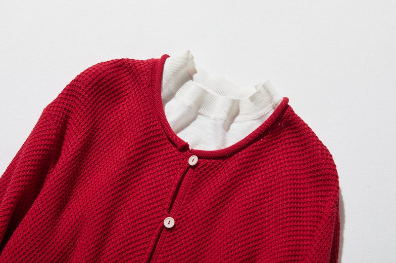 寬鬆的珠地網眼針織開襟衫，可隨意穿著 250203