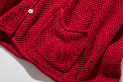 寬鬆的珠地網眼針織開襟衫，可隨意穿著 250203