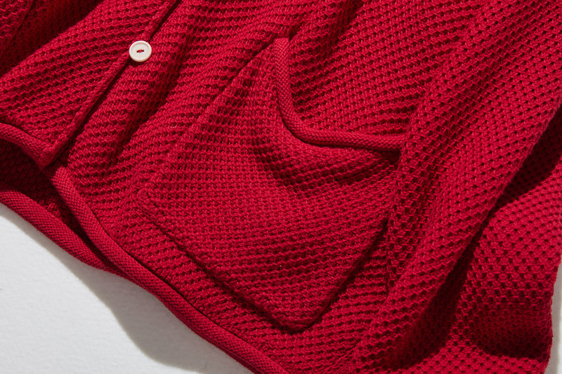 寬鬆的珠地網眼針織開襟衫，可隨意穿著 250203