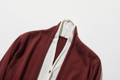 カジュアル過ぎず上品見え　重ね着風カーディガン ウール混　　250218