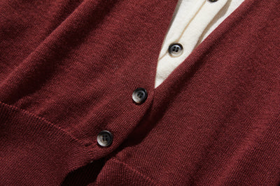 カジュアル過ぎず上品見え　重ね着風カーディガン ウール混　　250218