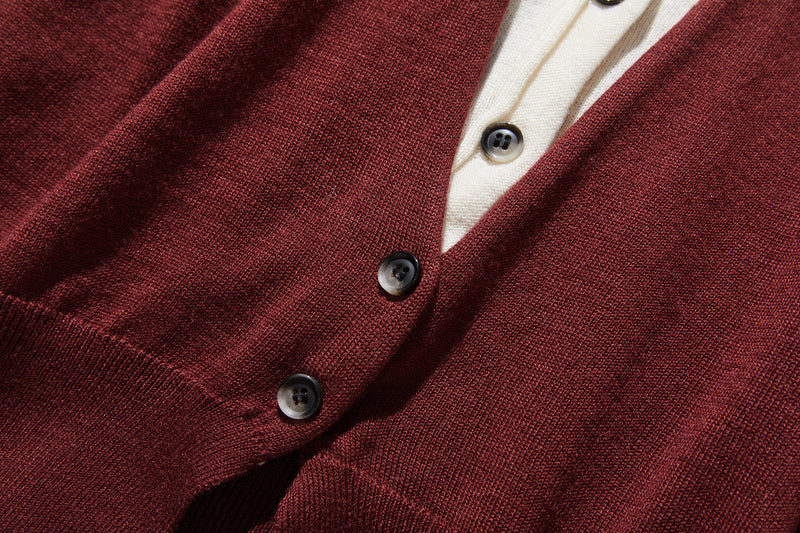 カジュアル過ぎず上品見え　重ね着風カーディガン ウール混　　250218