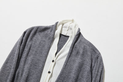 カジュアル過ぎず上品見え　重ね着風カーディガン ウール混　　250218