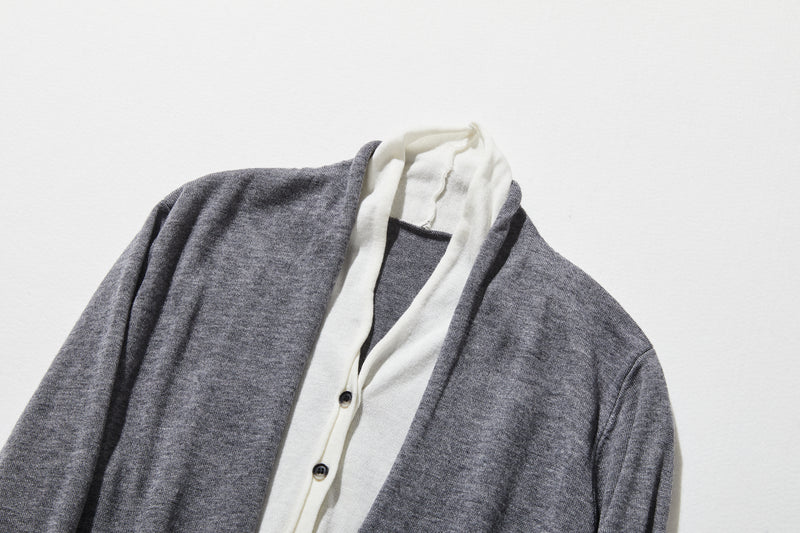 カジュアル過ぎず上品見え　重ね着風カーディガン ウール混　　250218