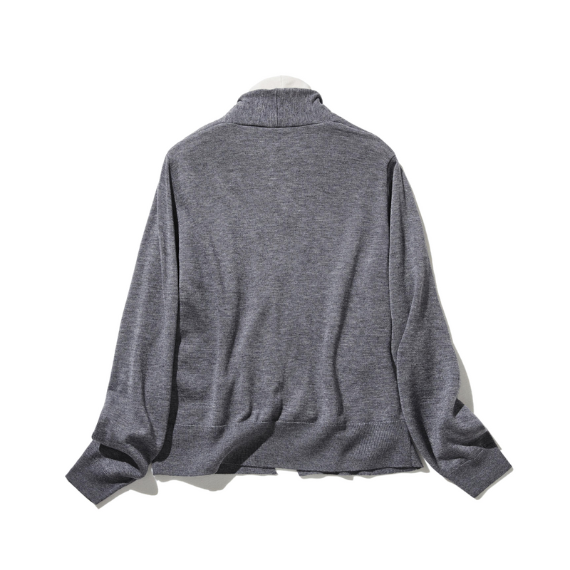 カジュアル過ぎず上品見え　重ね着風カーディガン ウール混　　250218