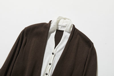 カジュアル過ぎず上品見え　重ね着風カーディガン ウール混　　250218