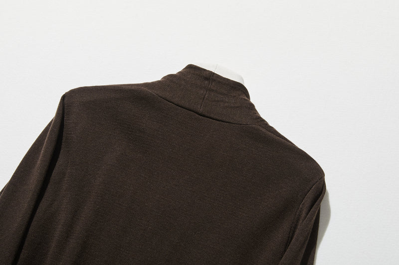 カジュアル過ぎず上品見え　重ね着風カーディガン ウール混　　250218