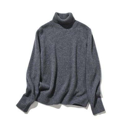 "Simple but stylish on its own" 100% Cashmere Turtleneck Sweater, Thick, 241016-6